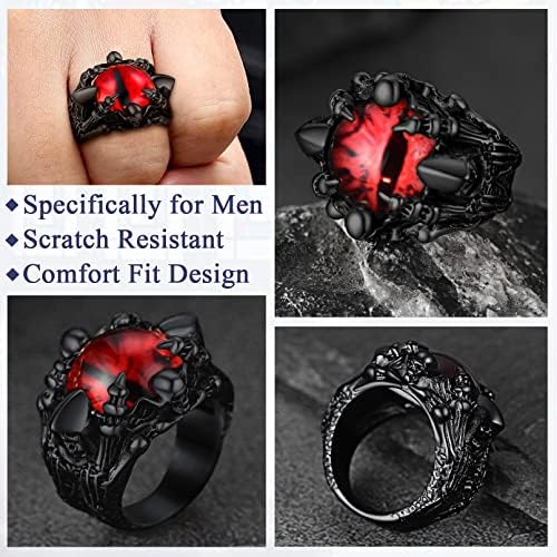 Faithheart Gothic Punk Devil Evil Eye Rings, nehrđajući čelik Dragon Eagle Claw Biker Ring za muškarce žene personalizirane