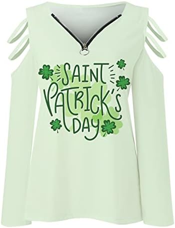 Žene St. Patrick's Day TEE na vrhu s ramena košulje s dugim rukavima seksi V-izrez zatvarača pulover casual modne bluze