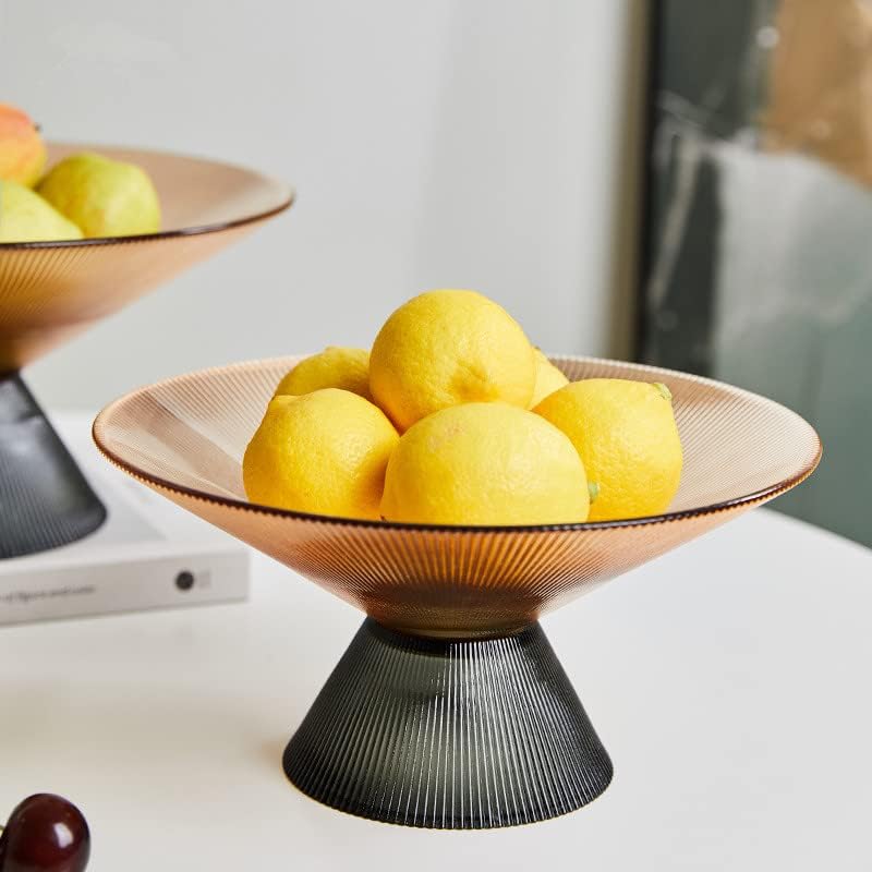 Cestativo voćna zdjela za kuhinjski pult, staklena košarica voća, zdjela s voćem za pijedestal, ukrasna zdjela za stol za
