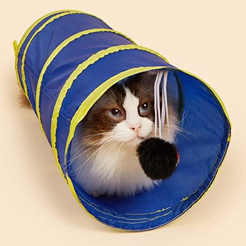 Koqwez33 kitty tunel za igračke igračke za kućne ljubimce topli tunel house trening trening s plišanom kuglom plavom bojom
