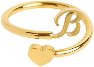 Početno slovo Abeceda prstenovi obećavaju srčano vjenčani bend a-z zlatni podesivi prsten za prst za nakit za žene djevojke