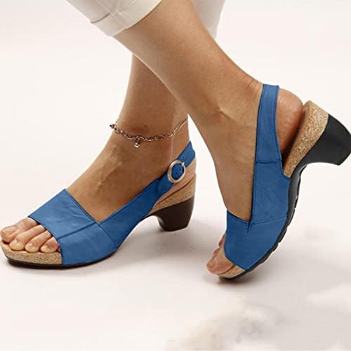 Sandale od pete za žene za žene s remenom za gležnjeve uredske sandale, ženske ljetne metalne kopče sandale papuče