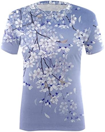 Ženski dnevni proljetni mačji otisak o vratnim tenkovima vrhovi kratkih rukava košulje ležerne majice majice i košulje ženske