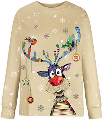 Ženske ružne božićne džempere Smiješni slatki jeleni tisak košulje dugih rukava jeseni novitet x-mas creveck majice