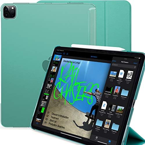 Khomo iPad Pro 12,9 Slučaj 4. generacija 2020. - Dual Hybrid Vidi kroz seriju - Podržava punjenje olovke - metvica zelena