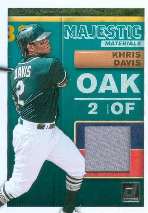 Khris Davis igrač istrošen Jersey Patch Baseball Card 2019 Donruss Majestic Materials MMKD - MLB igra korištena dresova