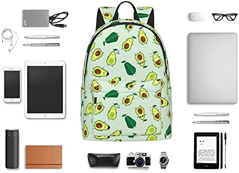 Fehuew od 16 -inčnog ruksaka Smiješni crtani avokado Laptop Ruksak puni tiskani školski torba za torba za rame za putovanja