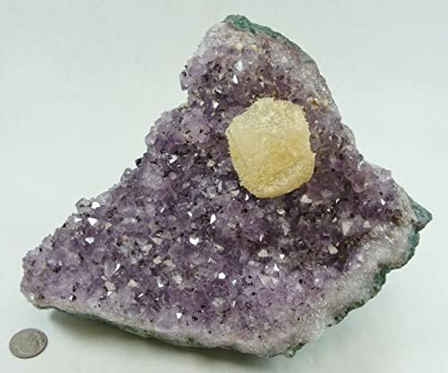 Crystal2594, ametist s kalcitnim kristalnim klasterom 6 lbs. 1,4oz. Kristalno iscjeljivanje reiki kamena