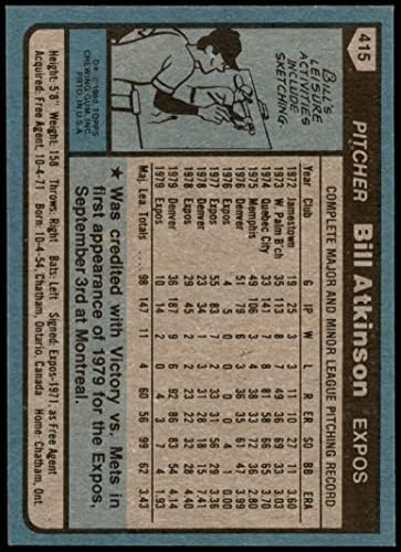 1980. Topps 415 Bill Atkinson Montreal Expos nm Expos