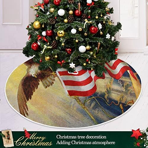 Alaza 4. srpnja ukras suknje Patriotska drveta, ukras suknje za male božićno drvce 35,4 inča s američkom zastavom ponos ćelav