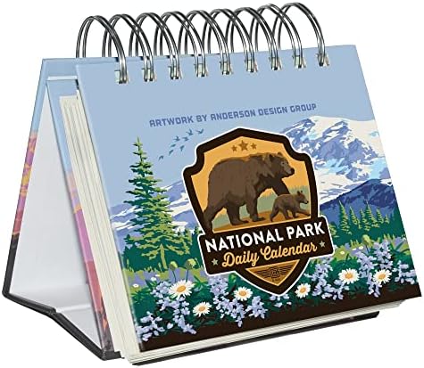 AmericanFlat Perpetual Flip kalendar za uredski stol - Nacionalni park dnevni vječni kalendar sa spiralnim vezanjem s 63