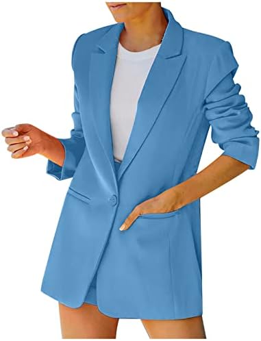 Profesionalno žensko blejzer odijelo s džepovima otvoreni prednji gumb Laver Dugi rukavi ležerni ugrađeni vrhovi uredske