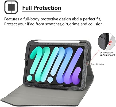 Alapmk za novi slučaj iPad Mini 6. generacije, odvojivi dizajn folio više kutova stoji poklopac s džepom i automatskim spavanjem/bukom