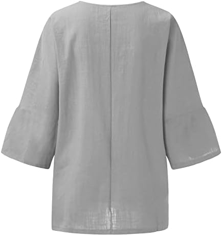 Sretne uskrsne košulje za žene Slatka zečja tiskana tunika ljetna pamučna posteljina Top Moda 3/4 majica za rukav na ruci