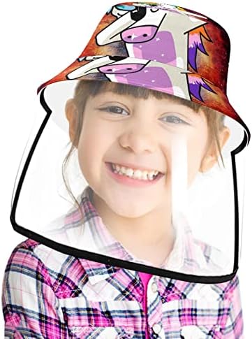 Zaštitni šešir za odrasle sa štitom za lice, ribarska šešir protiv sunca, kapica jednorog, crtana galaksija umjetnost