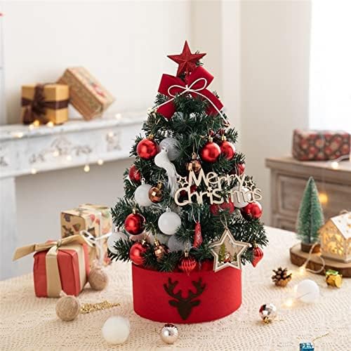 Aetygh Mini božićno drvce, 18 -inčni umjetnički drvce s LED svjetlima i ukrasima, božićni ukrasi za kućni apartman ured