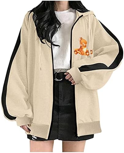 Žene Slatke vjeverice tiskane predimenzionirane jakne kapute kapute tinejdžerke kapljice kapljice ramena dugi rukavi jakne