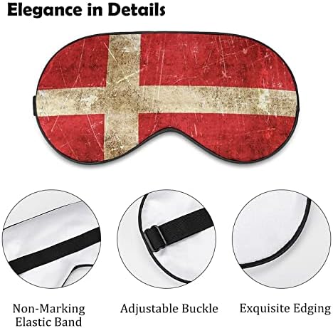 Vintage star i ogrebana danska zastava maska ​​s povezivanjem očiju spavaće nijanse Poklopac za oči podesivi remen sa smiješnom