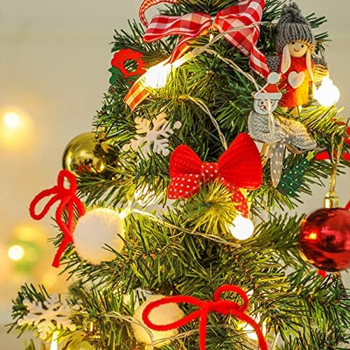 19.6inch Tabletop Mini Umjetno božićno drvce, mini božićno drvce s toplim svjetlima i visećim ukrasima, umjetnim prelitnim