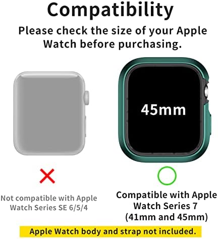 2pack futrola za Apple Watch Series 8 i 7 45 mm, premium TPU & Matte Metal 2 u 1 zaštitniku s metalnim gumbom Zadržite originalni
