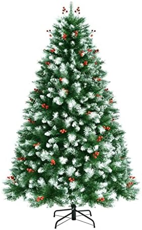 N/A 6ft Opaljeni zglobovi umjetno božićno drvce s snijegom, vrhovi i crvene bobice