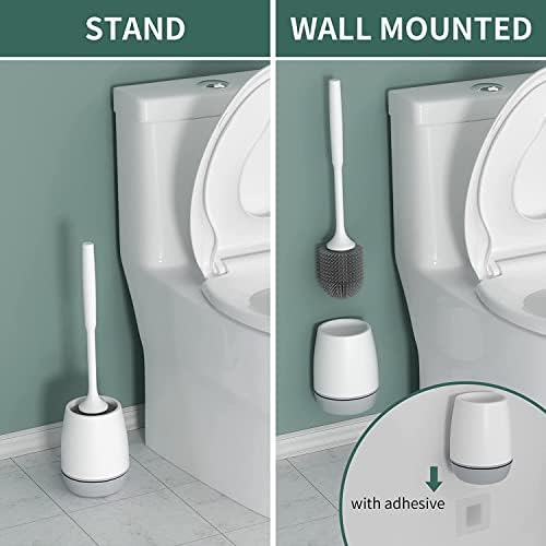 ZooSostliss silikonska četka za toaletna zdjela s ventiliranim držačem za sušenje za čišćenje kupaonice zid bez bušenja