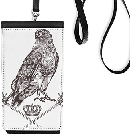 Eagle Crown Animal Animal Barokni stil Telefon torbica za novčanik Viseti mobilna vreća Crni džep