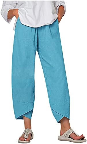 Ljetne pamučne hlače Pamuk za odmor na plaži za dame ženske radne hlače ured ležerne s džepovima
