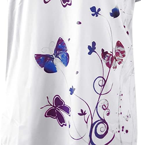 Košulje kratkih rukava za žene duboki v vrat spandex leptir cvjetna grafička grafička opuštena fit cots majice djevojke 2023