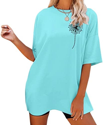 Predimenzionirane grafičke majice za žene, slatke grafički tiskane majice s kratkim rukavima o vratu ljetne košulje za žene