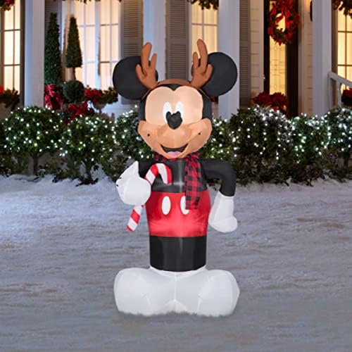 6ft Mickey s rogovima gmazova koji drže slatkiš od trske božićne napuhavanje Gemmy