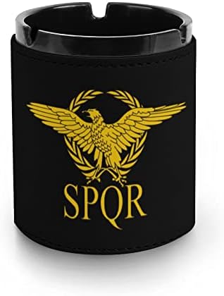 Senat Rimskog carstva SPQR zastave kožna pepeljarska pepeljara okrugla pepela, ladice za pepeo, nositelj pepela za uređenje