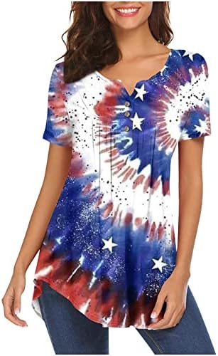 4. srpnja vrhovi tunika za žene Dan neovisnosti Ljetni vrhovi SAD zastave kratke rukave majice posade vrat casual bluze