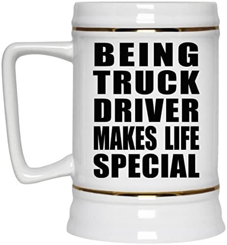 Dizajnsify biti vozač kamiona čini život posebnim, pivo od 22 oz, ceramička šalica s keramikom s ručicom za zamrzivač, pokloni