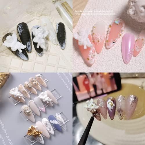 Retro barokni anđeoski nokti-20 pcs Angel Baby Charms za umjetnost noktiju 3D utisnuti kupid pribor za nokte za žene DIY