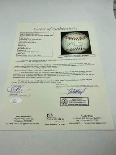 Mike Trout Rookie Season 2011 LA Angels Team Potpisana igra korištena MLB bejzbol JSA - MLB igra koristila je bejzbol