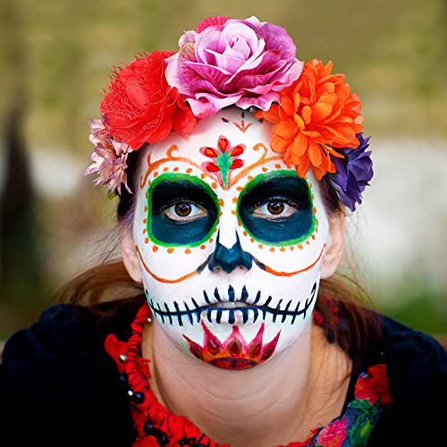 12 PCS Halloween Privremene tetovaže lica Dan mrtvih traka za glavu Dan tetovaža mrtvih lica za žene Makeup Day of the Dead