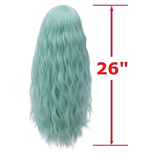 Zelene Perike za žene 26 duga perika od zelene ombre kose sa šiškama kovrčave valovite prirodne slatke sintetičke meke perike