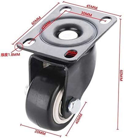 Kenidni kotač namještaja Guma teška dužnost 360 rotabilna 8 mm 10 mm 10 mm 50 kg 1,5 inčni vijak okretni kotači kotačići