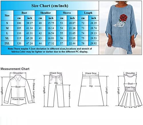 Ženska lanena odjeća, tiskanje uzorka 3/4 posada za rukav u trendu pamučne lanene košulje plus ljetni vrhovi veličine