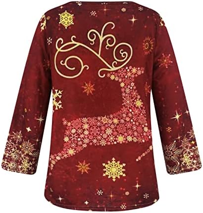 Pimoxv Božić plus veličine dukserij za žene crisscross omot rub 3/4 rukava pamuka od pamuka lane dame modni protok bluza