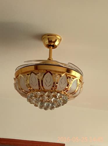 Luksuzno sklopivi stropni ventilator blagovaonica kromira zlatna kristalna svjetiljka s ventilatorom s daljinskim upravljačem