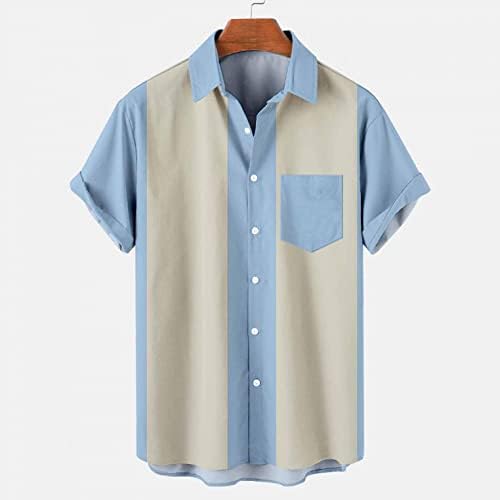 Muške havajske košulje, muški retro gumb Down Bowling majice 50 -ih Rockabilly Style Summer Tops Cuban Style Camp Majica