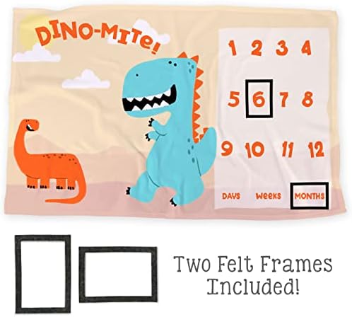 Logovision Dinosaur Baby Milestone pokrivač, 36 X58 Dino-Mite!, Unisex za dječaka i djevojčicu