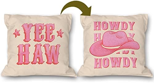 Burosev preppy weedy yeehaw ružičasta kaučarskih reverzibilnih mekih jastuka jastuka, ružičastih šešira ukrasnog jastuka,
