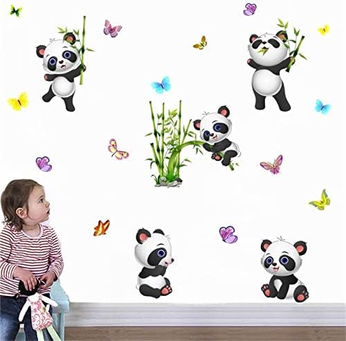 Panda bambus i leptir zidne naljepnice koje se ljušte i lijepe uklonjive Zidne naljepnice za životinje za djecu dječja spavaća