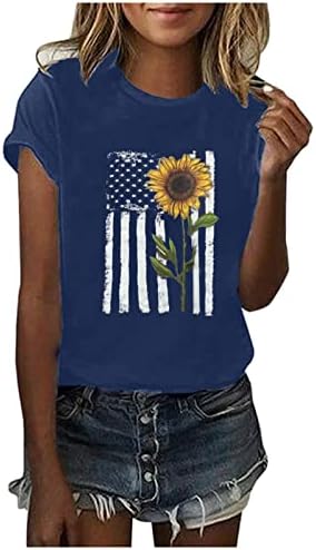 Majica američke zastave za žene tiskaju bluza s kratkim rukavima Dan neovisnosti Tops 2023 Ljetne ležerne košulje