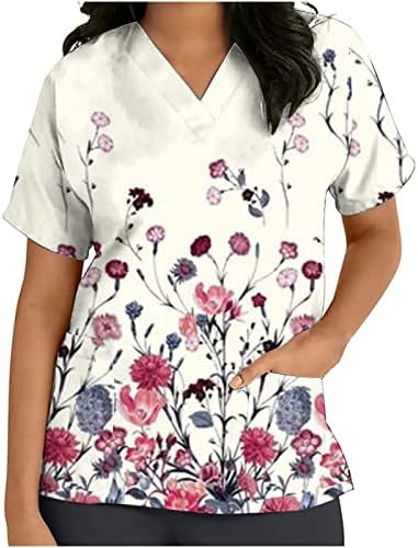 2023 VNECK Grafički ured Anatomy Scrub Uniform bluza za djevojčice kratke rukave Top Fall Summer Women tl TL TL