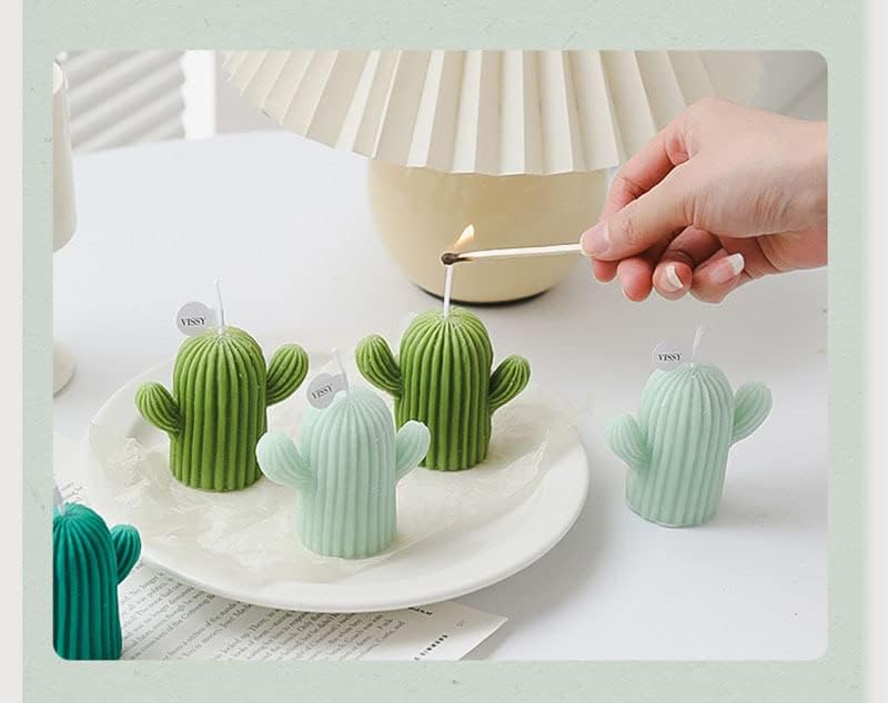 Estetizam® 3 PCS KAKTUS DIY Silikonski kalupi, 3D Kaktus kalup za ručno izrađene mirisne svijeće, sapune, vosak, lijevanje