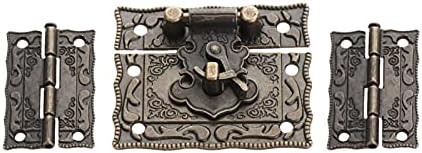 ; Starinski brončani lokot lokot za nakit drvena kutija zasun zasun + 2pcs šarka za kofer vintage namještaj ukrasni Okovi